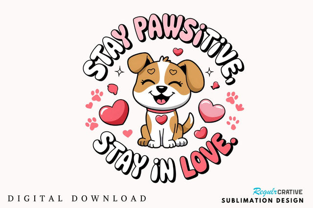 Stay pawsitive, stay in love Sublimation Design Sublimation Regulrcrative 