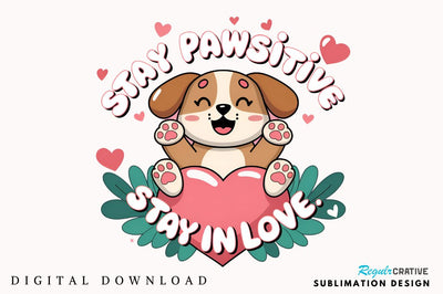 Stay Pawsitive Stay Sublimation Design Sublimation Regulrcrative 