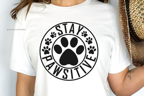 Stay Pawsitive SVG PNG DXF, Dog Mom Shirt, Funny Dog Quotes SVG TonisArtStudio 