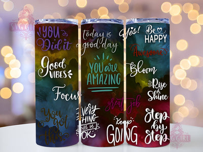 Stay Positive 20oz Tumbler Wrap Sublimation Design, Straight Tapered Tumbler Wrap, Inspirational Tumbler Png, Instant Digital Download Sublimation SvggirlplusArt 