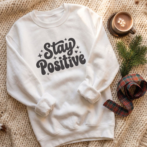 Stay Positive Embroidery Design – Motivational Quote Retro Typography Inspirational Machine Embroidery File Embroidery/Applique DESIGNS PatternFeed8 