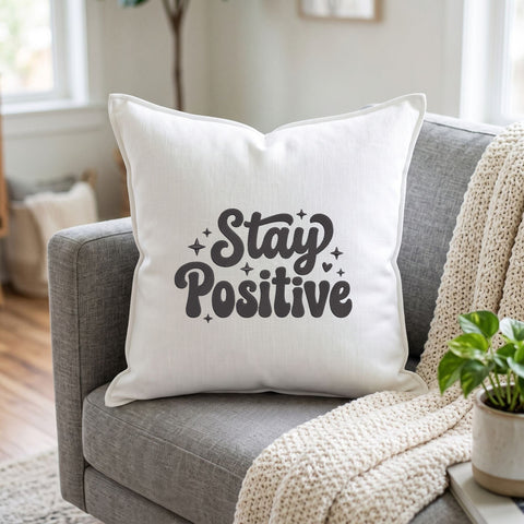 Stay Positive Embroidery Design – Motivational Quote Retro Typography Inspirational Machine Embroidery File Embroidery/Applique DESIGNS PatternFeed8 