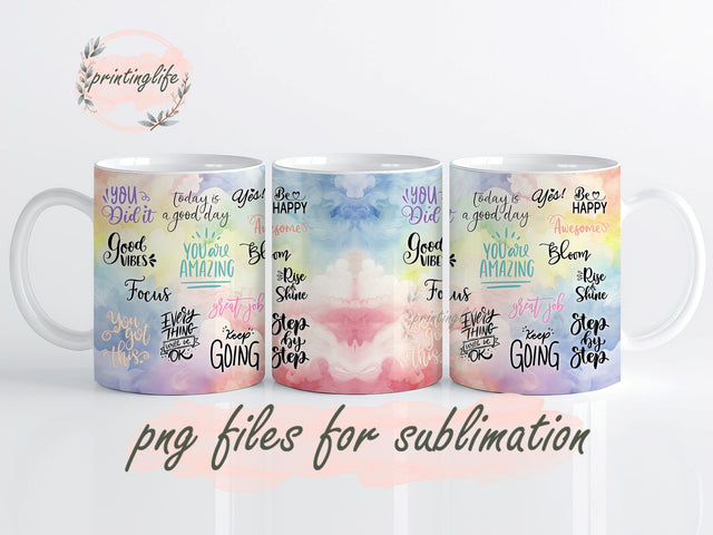 Stay Positive Mug Wrap Design, Instant Digital Design Download Mug Wrap Design, Mug Design PNG Sublimation PrintingLife 