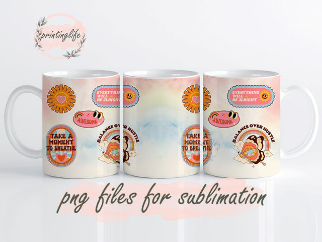 Stay Positive Mug Wrap Design, Instant Digital Design Download Mug Wrap Design, Mug Design PNG Sublimation PrintingLife 