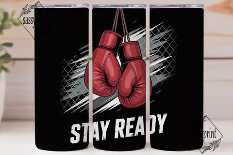 Stay Ready Boxing Gloves 20oz Tumbler Sublimation sassyprint 