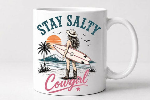 Stay Salty Cowgirl Surfboard Beach PNG | Coastal Cowgirl Sublimation PNG SVG BillahCrafts 