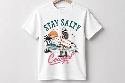 Stay Salty Cowgirl Surfboard Beach PNG | Coastal Cowgirl Sublimation PNG SVG BillahCrafts 