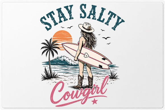 Stay Salty Cowgirl Surfboard Beach PNG | Coastal Cowgirl Sublimation PNG SVG BillahCrafts 