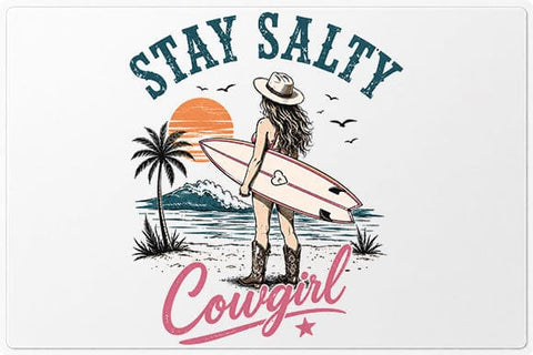 Stay Salty Cowgirl Surfboard Beach PNG | Coastal Cowgirl Sublimation PNG SVG BillahCrafts 