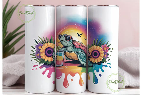 Stay Salty Turtle 20oz Tumbler Wrap Sublimation PixelChick 