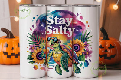 Stay Salty Turtle 20oz Tumbler Wrap Sublimation PixelChick 
