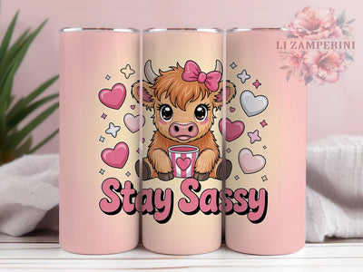 Stay Sassy Cow 20oz Tumbler Wrap, Stay Sassy Sublimation, Cartoon Cow PNG, Funny Highland Cow Design, 20oz Tumbler Wrap, Cute Cow Sublimation, Summer Vibes Wrap Sublimation Li Zamperini 
