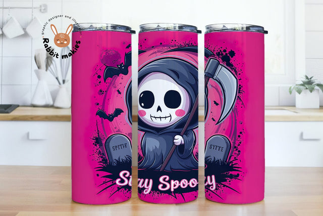 Stay Spooky Funny Skeleton Halloween 20oz Skinny Tumbler Png, Snarky Skeleton Sublimation Design Sublimation Rabbitmakies 