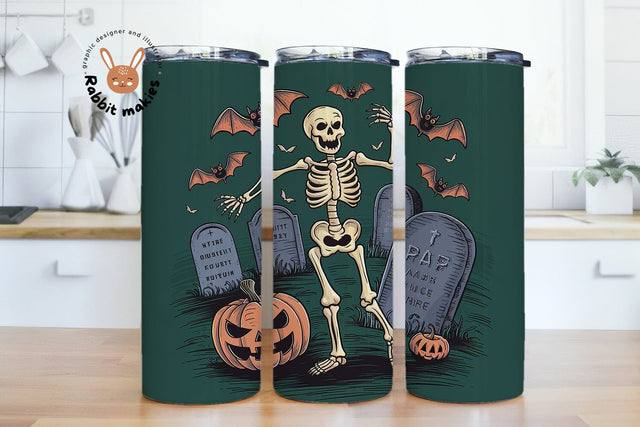Stay Spooky Funny Skeleton Halloween 20oz Skinny Tumbler Png, Snarky Skeleton Sublimation Design Sublimation Rabbitmakies 