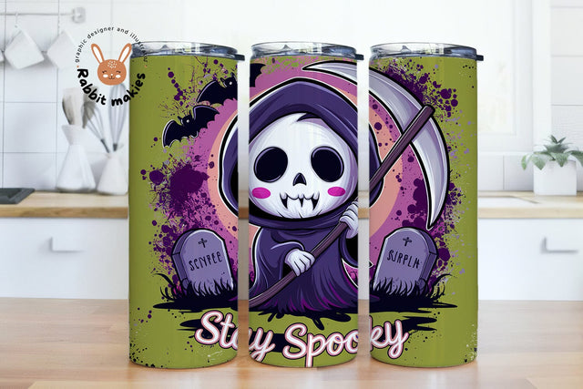 Stay Spooky Funny Skeleton Halloween 20oz Skinny Tumbler Png, Snarky Skeleton Sublimation Design Sublimation Rabbitmakies 
