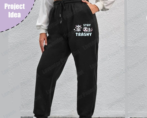 Stay Trashy Possum Raccoon SVG, PNG, JPEG, Clipart, Sublimation. Kawaii Possum, Cute Racoon T shirt Design SVG Lavender Paper Cut 