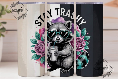 Stay Trashy Raccoon 20oz Tumbler Wrap Sublimation sassyprint 
