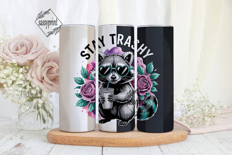 Stay Trashy Raccoon 20oz Tumbler Wrap Sublimation sassyprint 