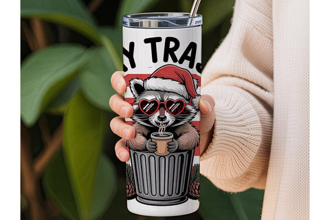 Stay Trashy Raccoon Christmas 20oz Sublimation DesignSVG 