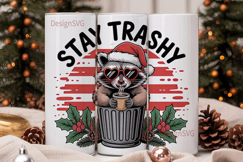 Stay Trashy Raccoon Christmas 20oz Sublimation DesignSVG 