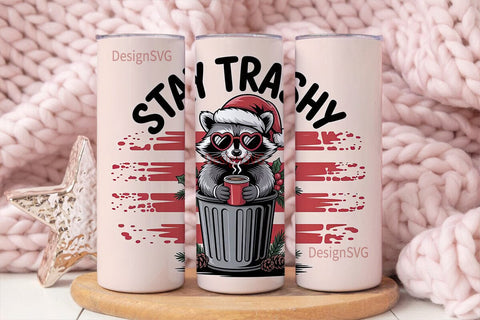 Stay Trashy Raccoon Christmas 20oz Sublimation DesignSVG 