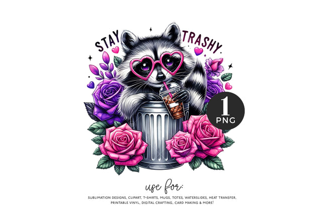 Stay Trashy Raccoon PNG, Funny Sublimation Sublimation BijouBay 
