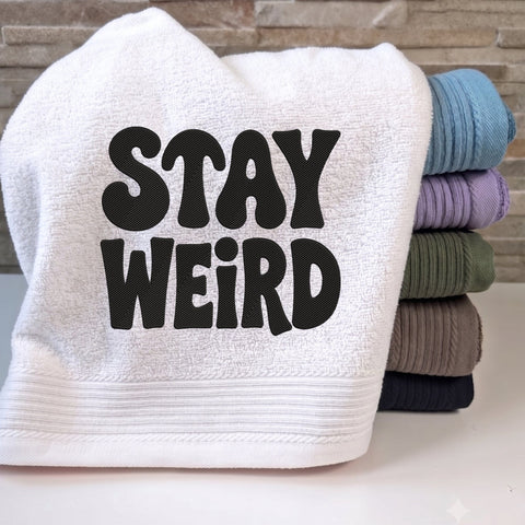 Stay Weird Embroidery Design – Funny Retro Groovy Saying Typography Machine Embroidery File Embroidery/Applique DESIGNS PatternFeed8 