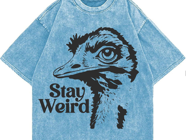 Stay Weird Ostrich T-Shirt, Funny Bird Graphic Tee, Quirky Emu Shirt, Retro Animal Lover Gift SVG DesignDestine 