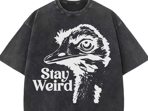 Stay Weird Ostrich T-Shirt, Funny Bird Graphic Tee, Quirky Emu Shirt, Retro Animal Lover Gift SVG DesignDestine 