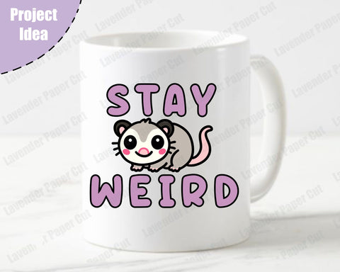 Stay Weird Possum SVG, PNG, JPEG, Clipart, Sublimation. Kawaii Possum, Cute Possum SVG Lavender Paper Cut 