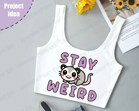 Stay Weird Possum SVG, PNG, JPEG, Clipart, Sublimation. Kawaii Possum, Cute Possum SVG Lavender Paper Cut 