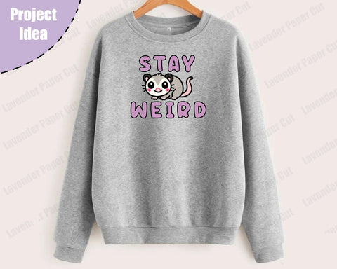 Stay Weird Possum SVG, PNG, JPEG, Clipart, Sublimation. Kawaii Possum, Cute Possum SVG Lavender Paper Cut 