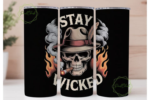 Stay Wicked Skull 20oz Tumbler Wrap Sublimation PixelChick 