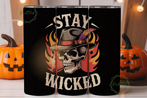 Stay Wicked Skull 20oz Tumbler Wrap Sublimation PixelChick 