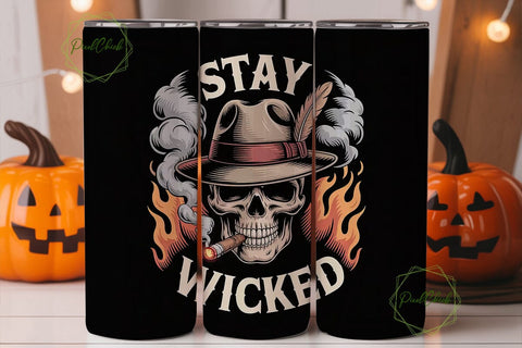 Stay Wicked Skull 20oz Tumbler Wrap Sublimation PixelChick 