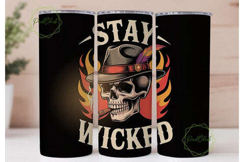 Stay Wicked Skull 20oz Tumbler Wrap Sublimation PixelChick 