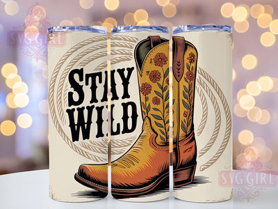 Stay Wild Cowgirl 20oz Tumbler, Stay Wild Quote, Cowboy Boot Wrap, Western Style Sublimation, 20oz Tumbler Wrap, Sublimation Design PNG, Rustic Cowgirl Gift, Country Girl Wrap Sublimation SvggirlplusArt 
