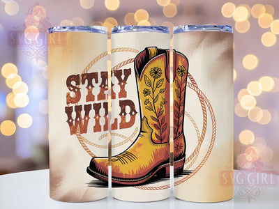 Stay Wild Cowgirl 20oz Tumbler, Stay Wild Quote, Cowboy Boot Wrap, Western Style Sublimation, 20oz Tumbler Wrap, Sublimation Design PNG, Rustic Cowgirl Gift, Country Girl Wrap Sublimation SvggirlplusArt 