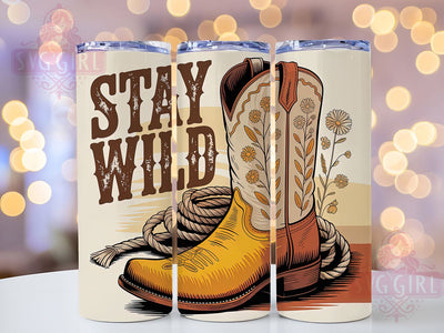 Stay Wild Cowgirl 20oz Tumbler, Stay Wild Quote, Cowboy Boot Wrap, Western Style Sublimation, 20oz Tumbler Wrap, Sublimation Design PNG, Rustic Cowgirl Gift, Country Girl Wrap Sublimation SvggirlplusArt 
