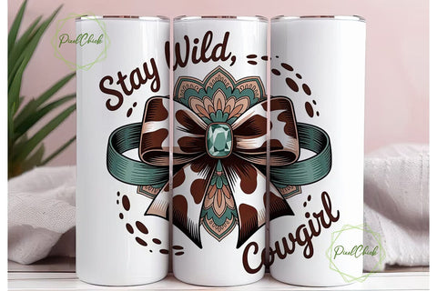 Stay Wild Cowgirl 20oz Tumbler Wrap Sublimation PixelChick 