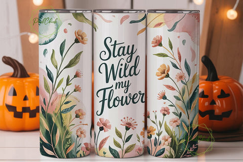 Stay Wild Floral 20oz Tumbler Wrap Sublimation PixelChick 