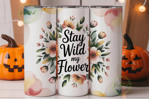 Stay Wild Floral 20oz Tumbler Wrap Sublimation PixelChick 