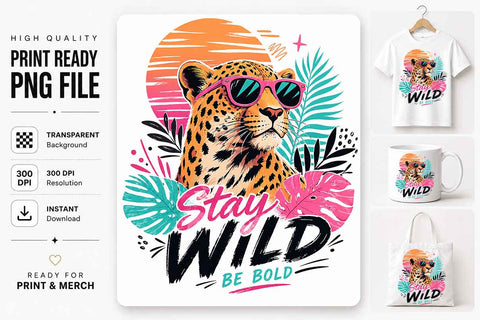 Stay Wild Leopard PNG | Wildlife Sublimation PNG Digital Download SVG BillahCrafts 