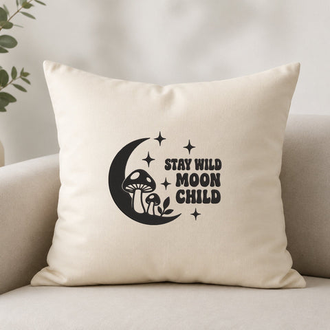 Stay Wild Moon Child Embroidery Design – Crescent Moon Mushroom Celestial Machine Embroidery File Embroidery/Applique DESIGNS PatternFeed8 