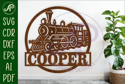 Steam Train name sign design for laser cutting SVG APInspireddesigns 