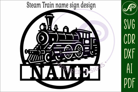 Steam Train name sign design for laser cutting SVG APInspireddesigns 