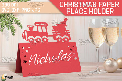 Steam Train SVG. Name Cards. Papercut Place Holder SVG 3D Paper Evgenyia Guschina 