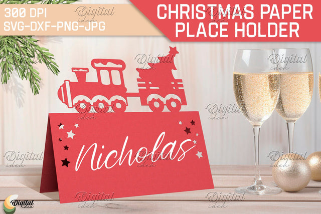 Steam Train SVG. Name Cards. Papercut Place Holder SVG 3D Paper Evgenyia Guschina 