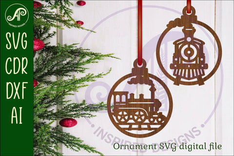 Steam train theme Christmas Ornament SVG SVG APInspireddesigns 