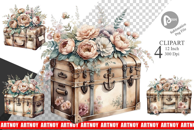 Steamer Trunk Clipart Sublimation artnoy 